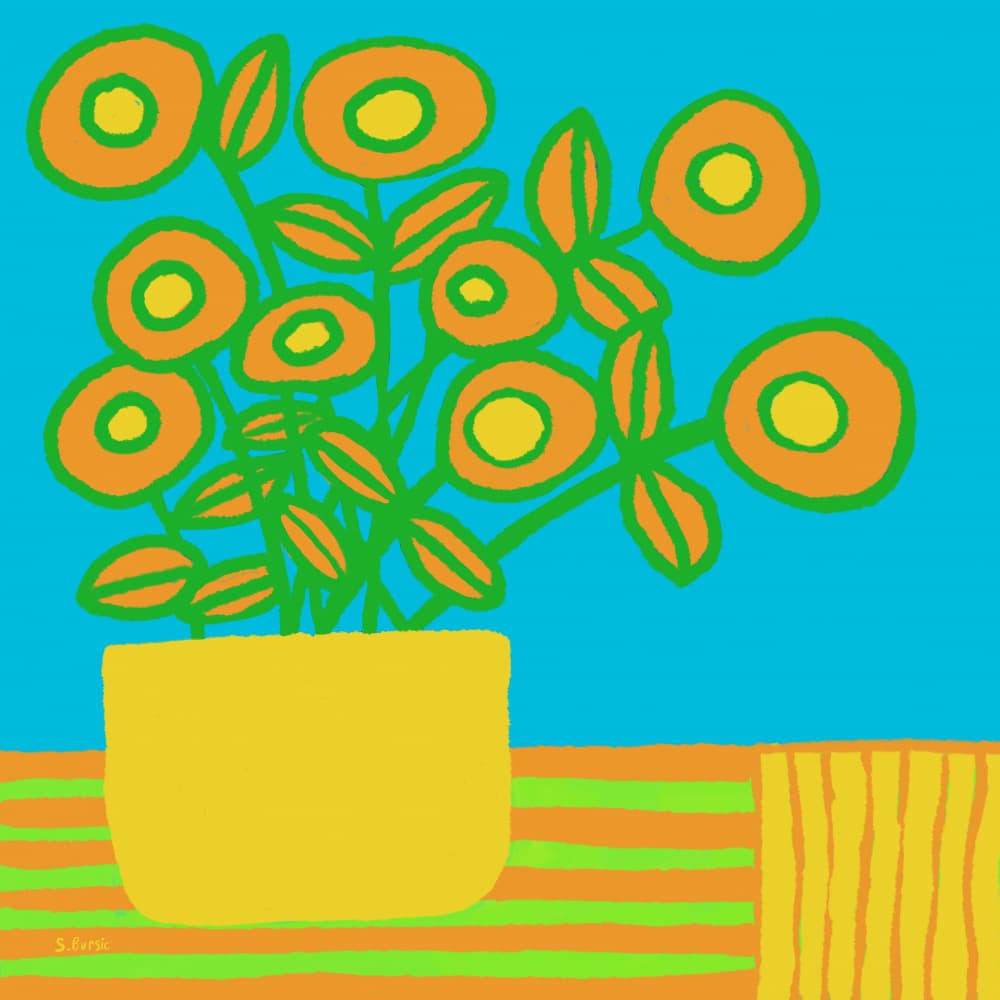Happy Orange Flowers by Sharyn Bursic — canvas wall art