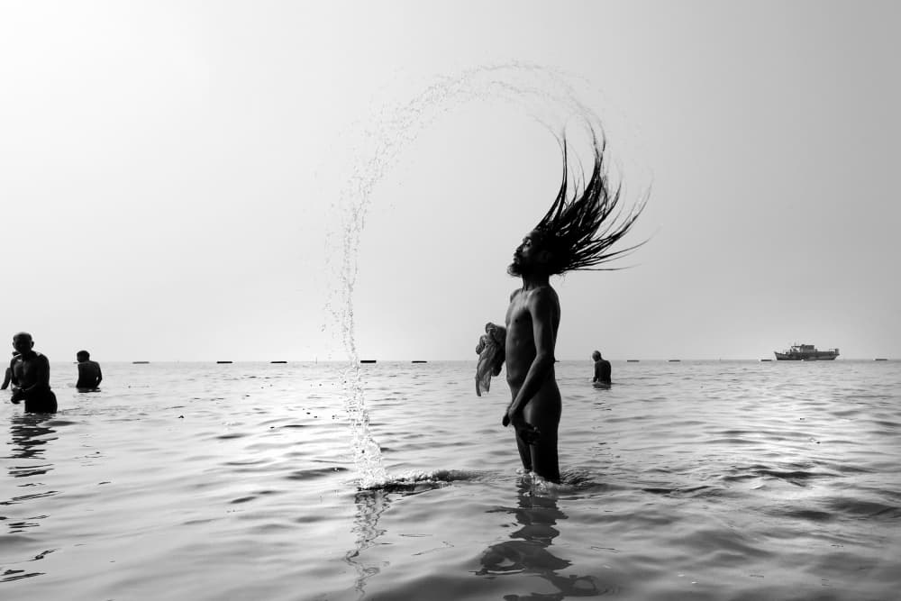 Holy Man's Water Ritual by Prithul Das — canvas wall art