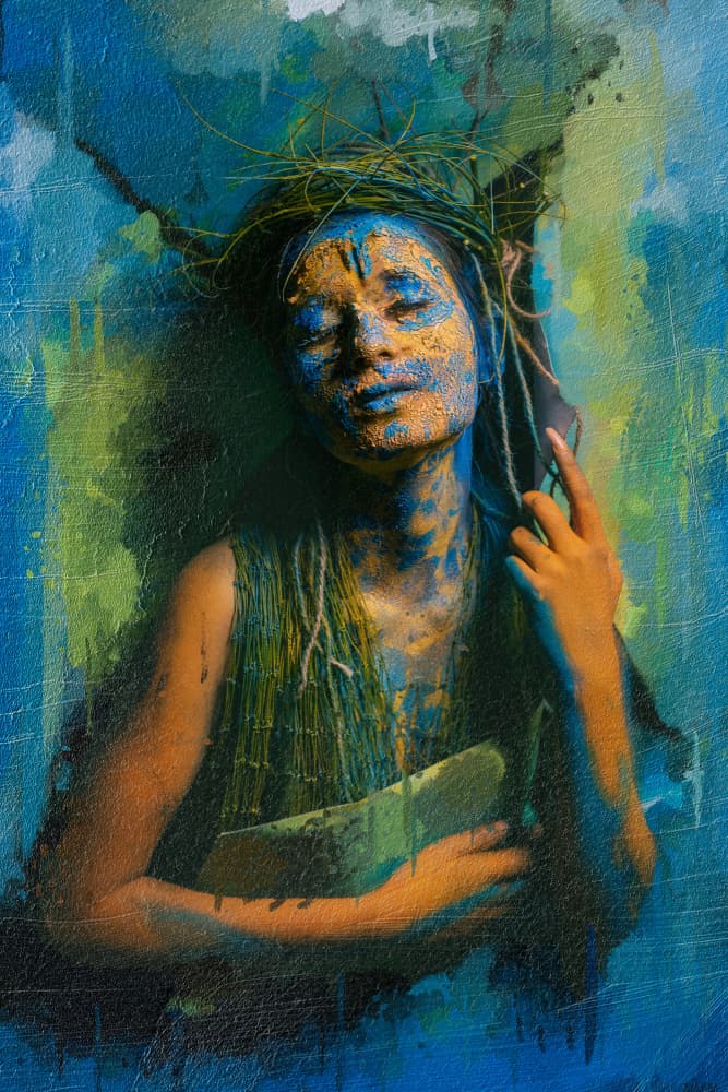 Earthy Blue Contemplation by Prithul Das — canvas wall art