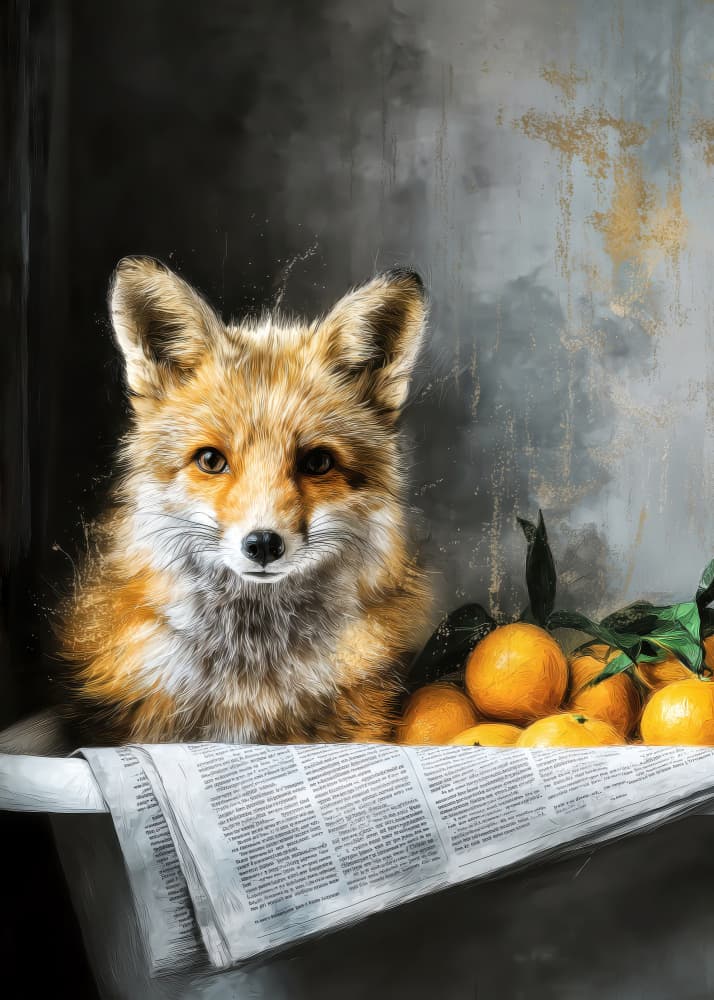 Curious Fox Still Life by Justyna Jaszke — canvas wall art