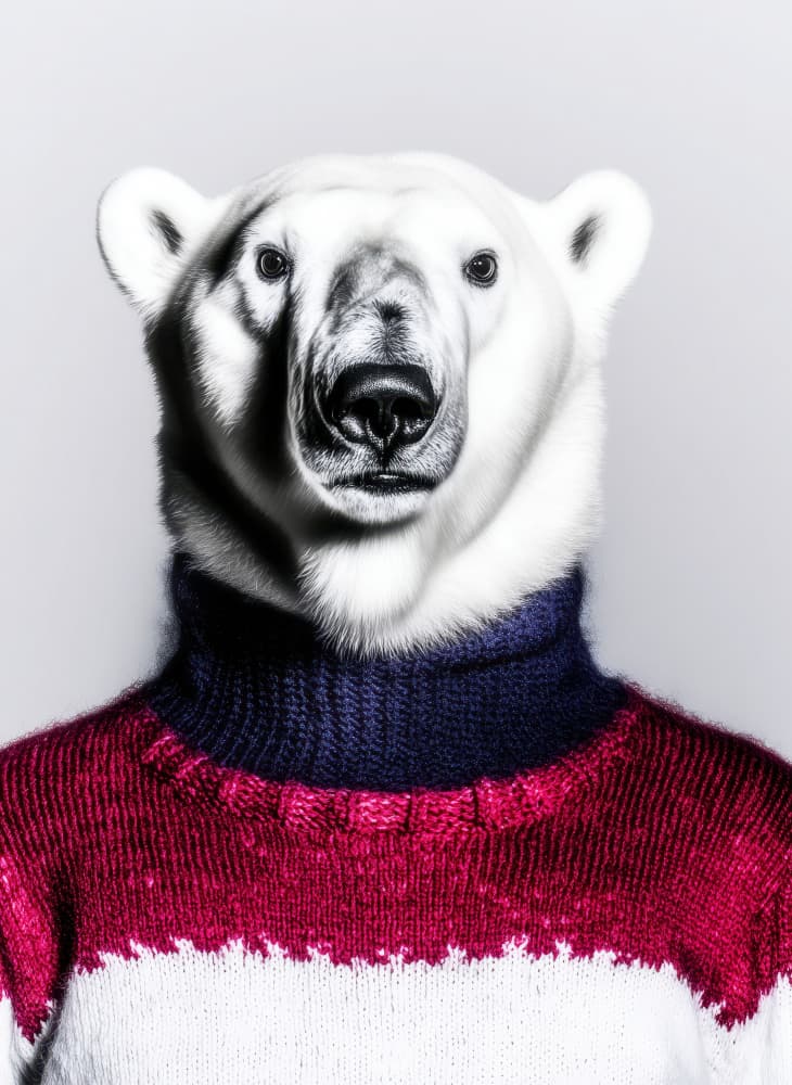 Stylish Polar Bear Sweater by Justyna Jaszke — canvas wall art