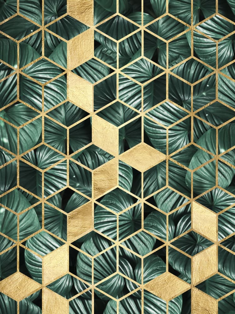 Tropical Gold Geometry by Vitor Costa — canvas wall art