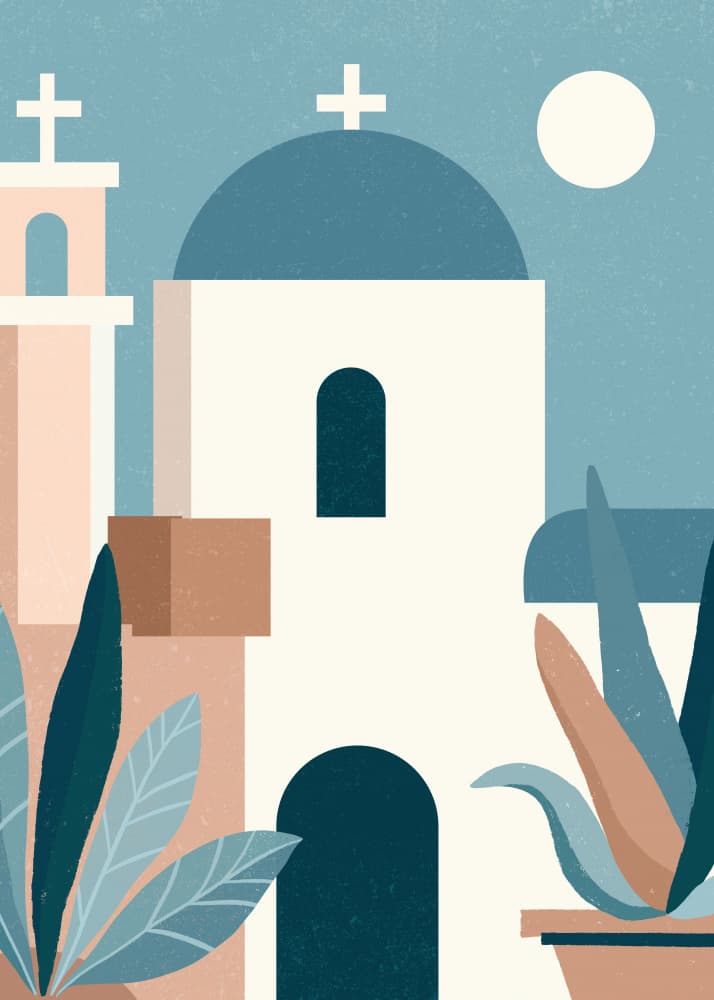 White Church Blue Dome by Katarzyna Gąsiorowska — canvas wall art