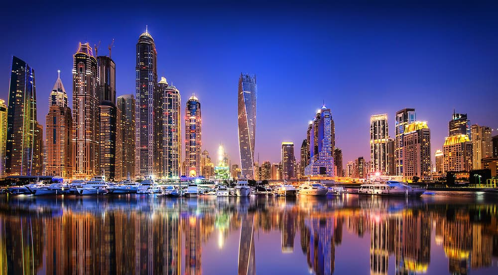 Dubai Marina Night by Mohamed Raof — canvas wall art