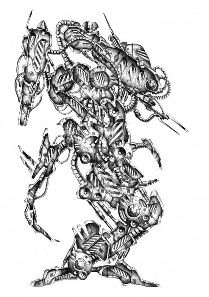 Intricate Sci-Fi Mech by Kulik — canvas wall art