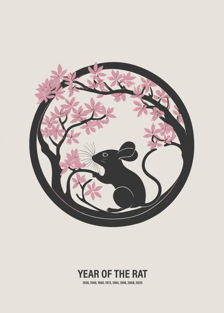 Year of the Rat Blossoms by Paperago — canvas wall art