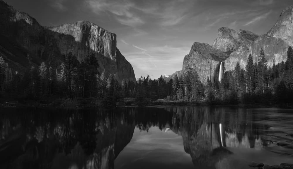 Black and White Valley Reflections by NanZ — canvas wall art