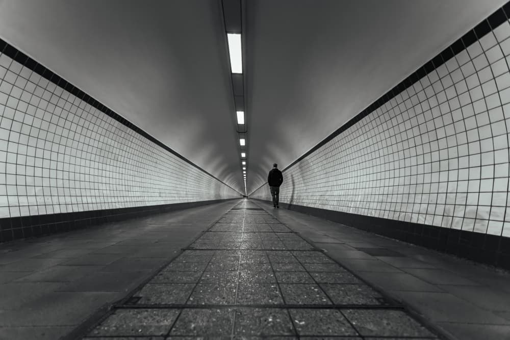 Lone Walk Through Tunnel by iuliana pasca — canvas wall art