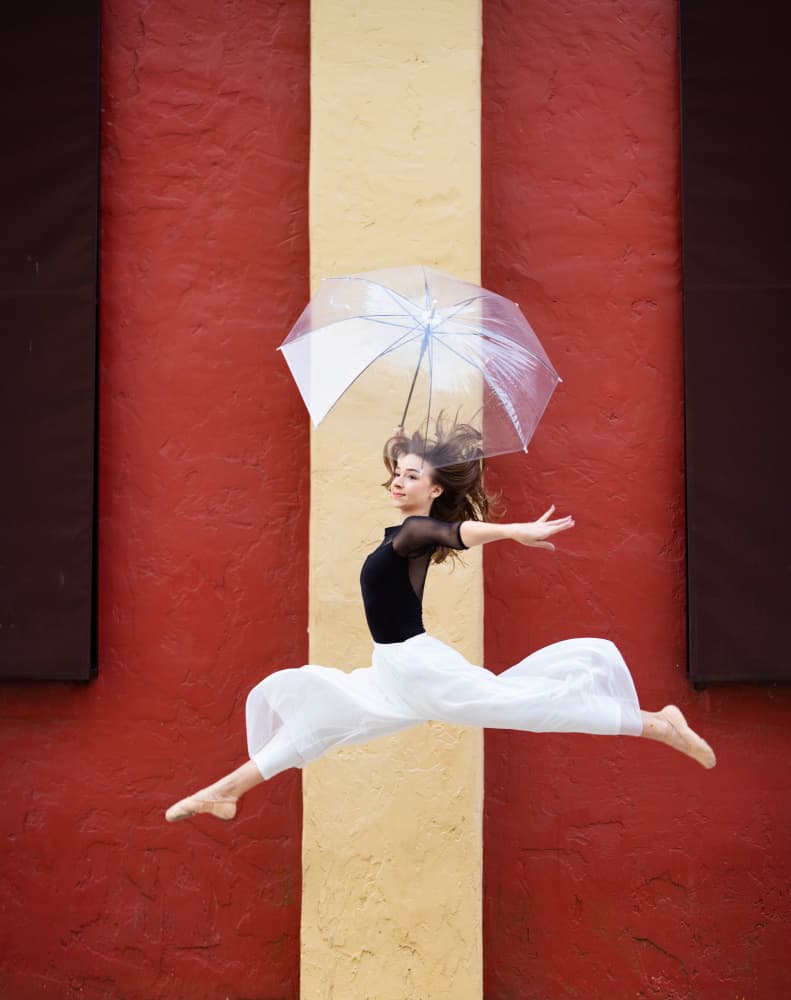 Leaping Dancer Red Wall by Catherine Wang — canvas wall art