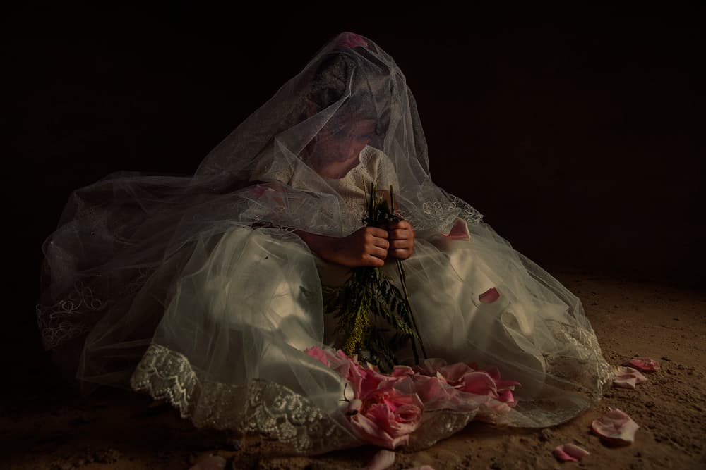 Sad Child Bride by FATHI ALDARWISH — canvas wall art