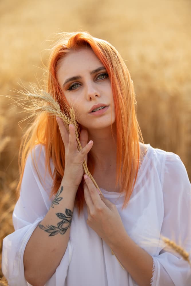 Redhead in Golden Wheat by Mihai Bogdan R — canvas wall art