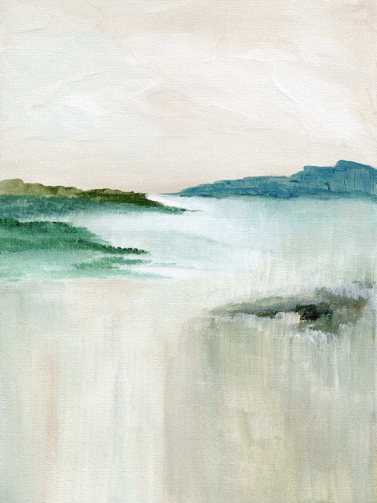Misty Coastal Abstract by Nikita Jariwala — canvas wall art