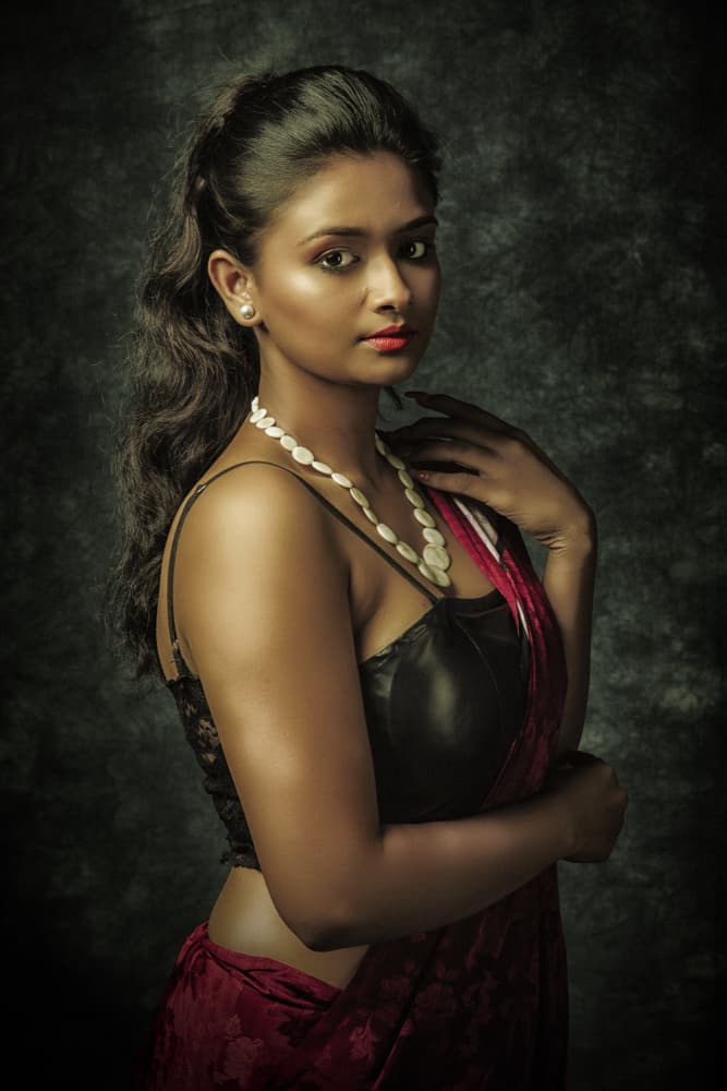 Elegant Indian Portrait by PARTHA BHATTACHARYYA — canvas wall art
