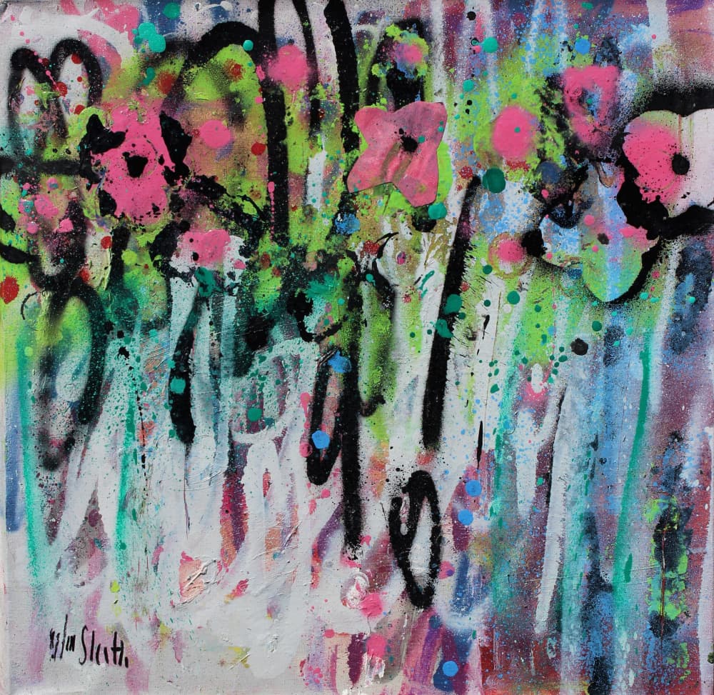Vibrant Floral Graffiti by Wayne Sleeth — canvas wall art
