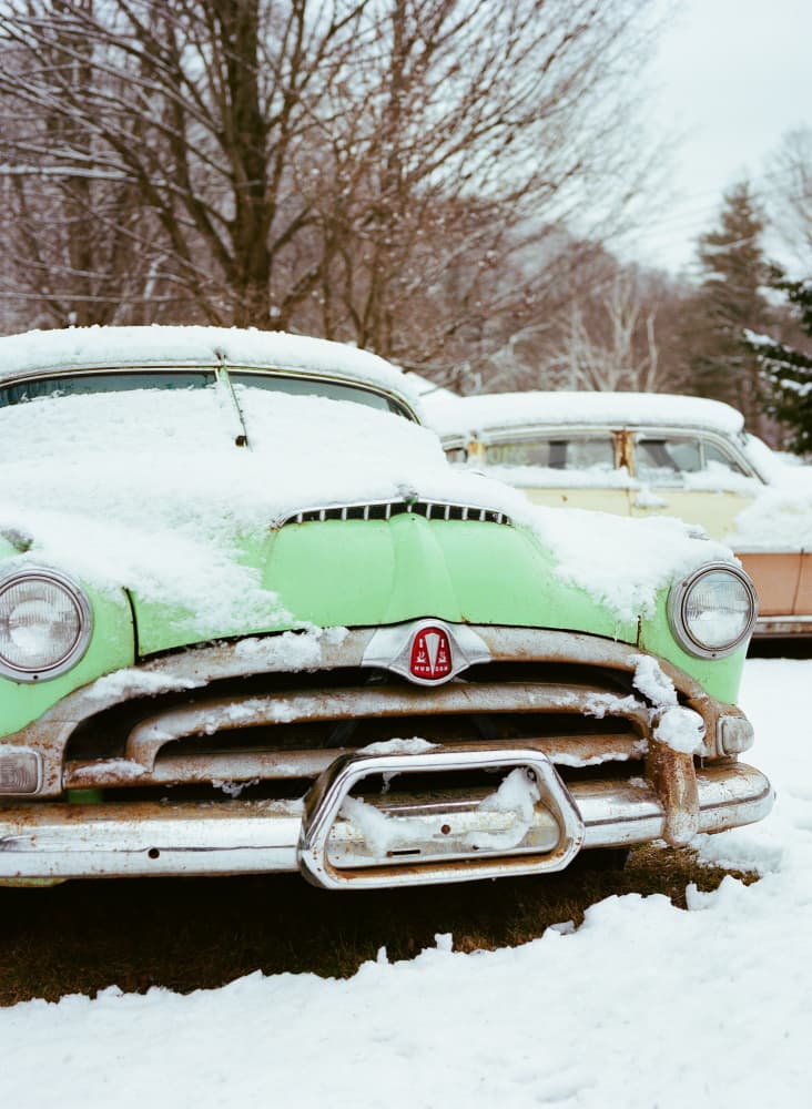 Vintage Winter Car by Bethany Young — canvas wall art