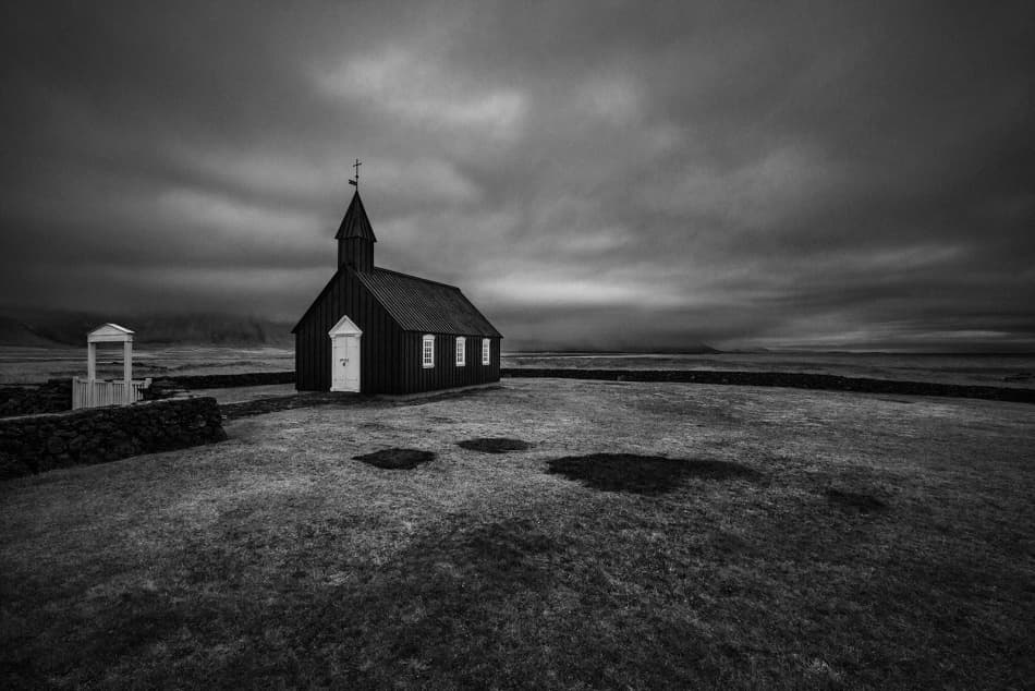 Solitary Black Church Iceland by Bragi Ingibergsson - BRIN — canvas wall art