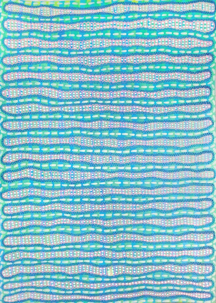 Flowing Aqua Blue Lines by Naomi Vona — canvas wall art