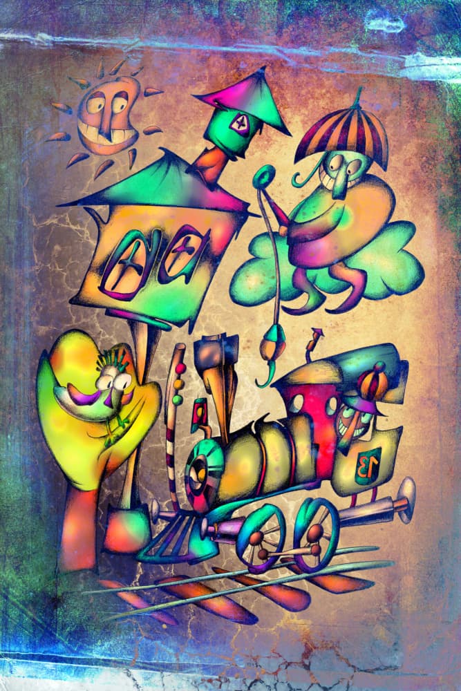 Colorful Fantasy Train by Rafal Kulik — canvas wall art