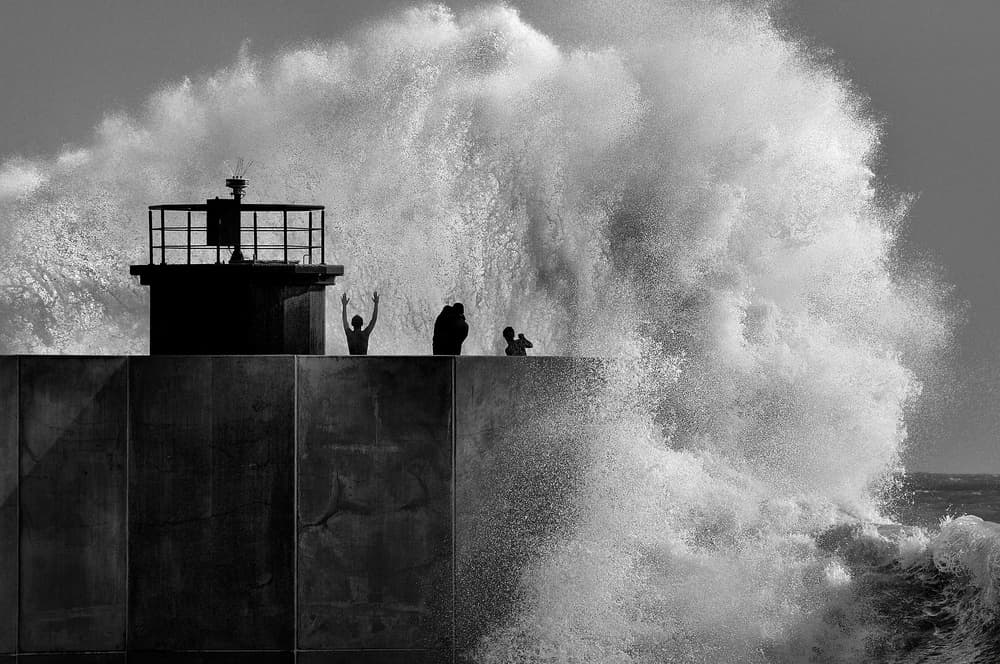 Crashing Waves Pier by Claudio Moretti — canvas wall art