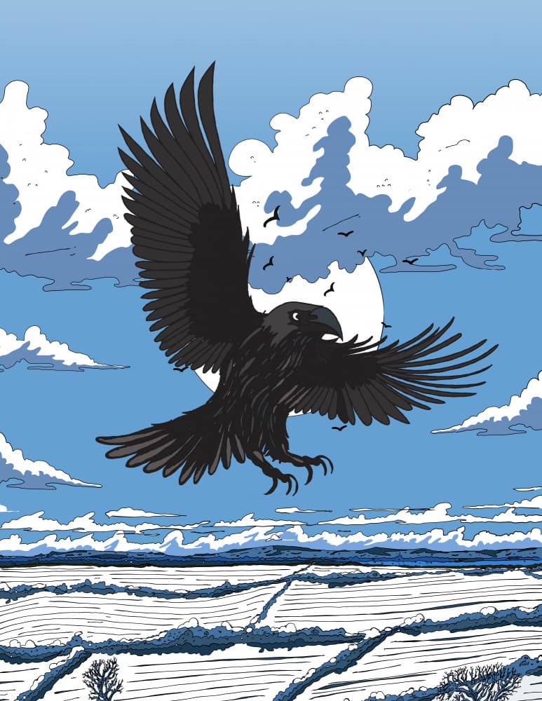 Raven Under Winter Moon by Nicholas — canvas wall art