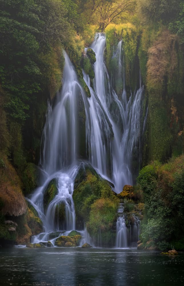 Tranquil Forest Waterfall by Larry Deng APA — canvas wall art