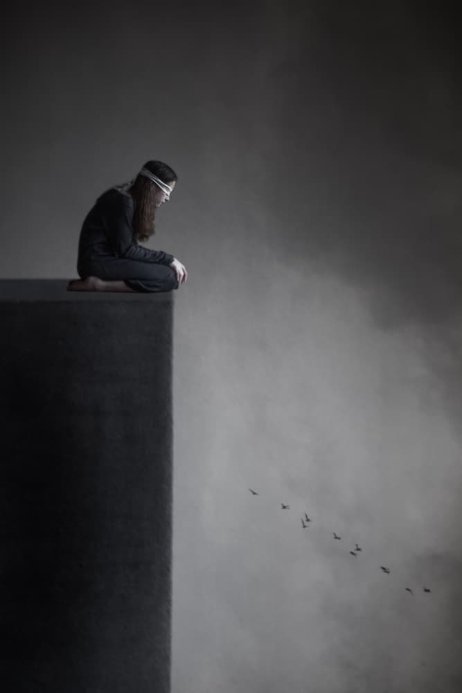 Blindfolded Woman's Edge by Mirjam Delrue — canvas wall art