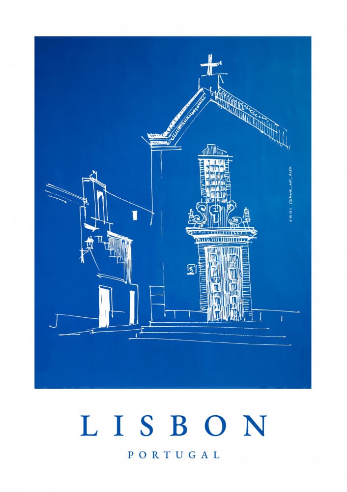Blue Lisbon Street by Awol Art Alex — canvas wall art