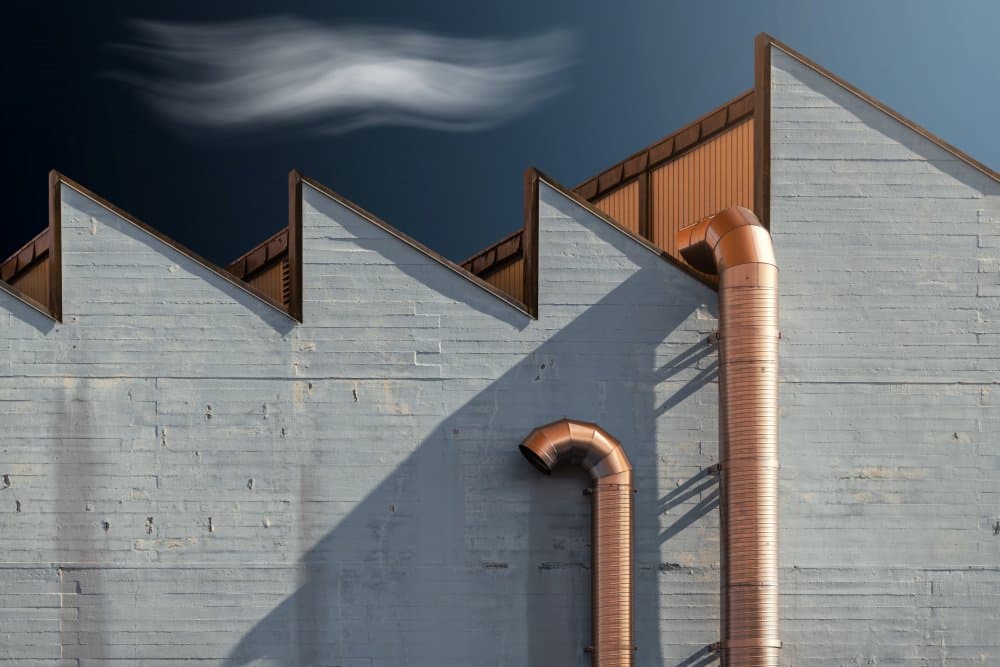 Sawtooth Roof Copper Pipes by Andrea Comari — canvas wall art