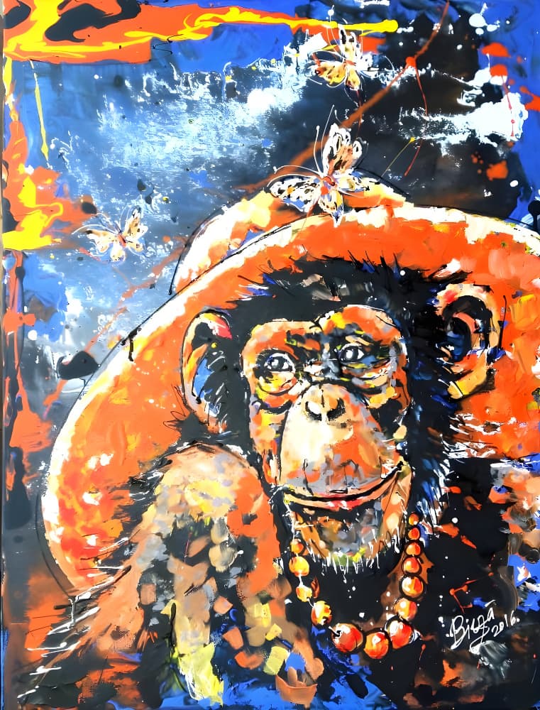 Stylish Monkey In Hat by Anda Bieza — canvas wall art
