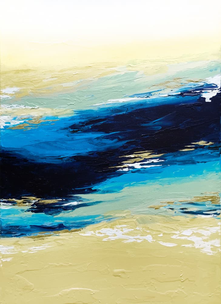 Blue Gold Seascape by Alyson Storms — canvas wall art