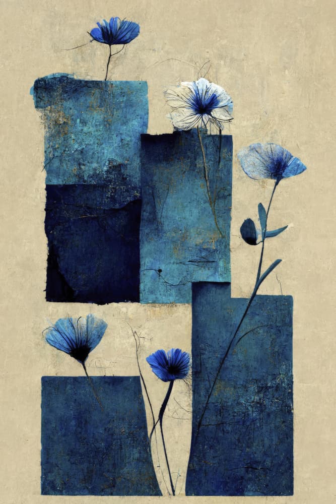 Blue Blossoms by Treechild — canvas wall art