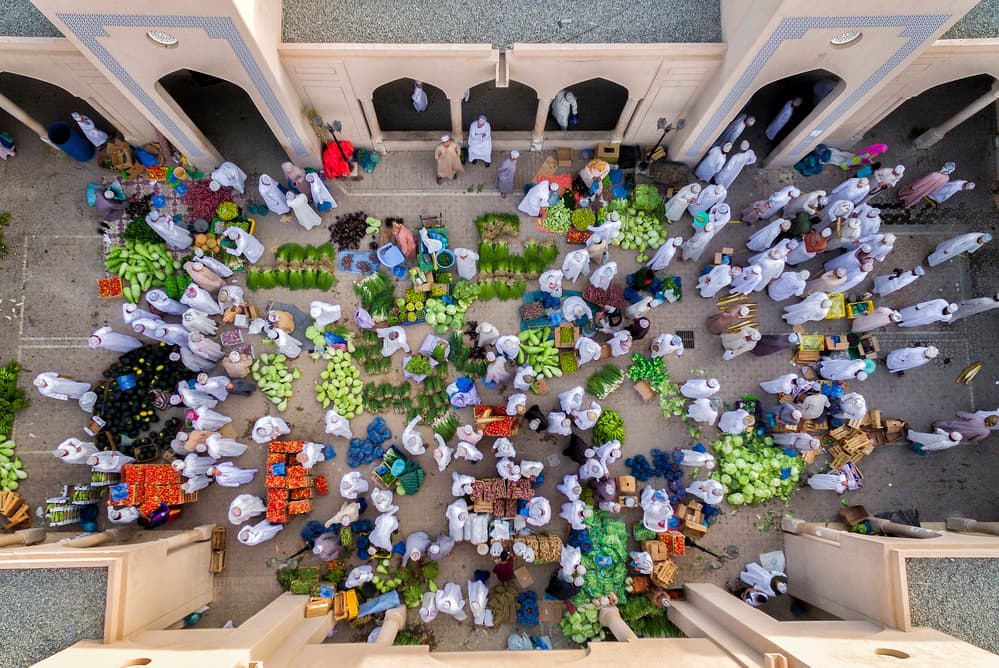 Bustling Muscat Market by Haitham AL Farsi — canvas wall art