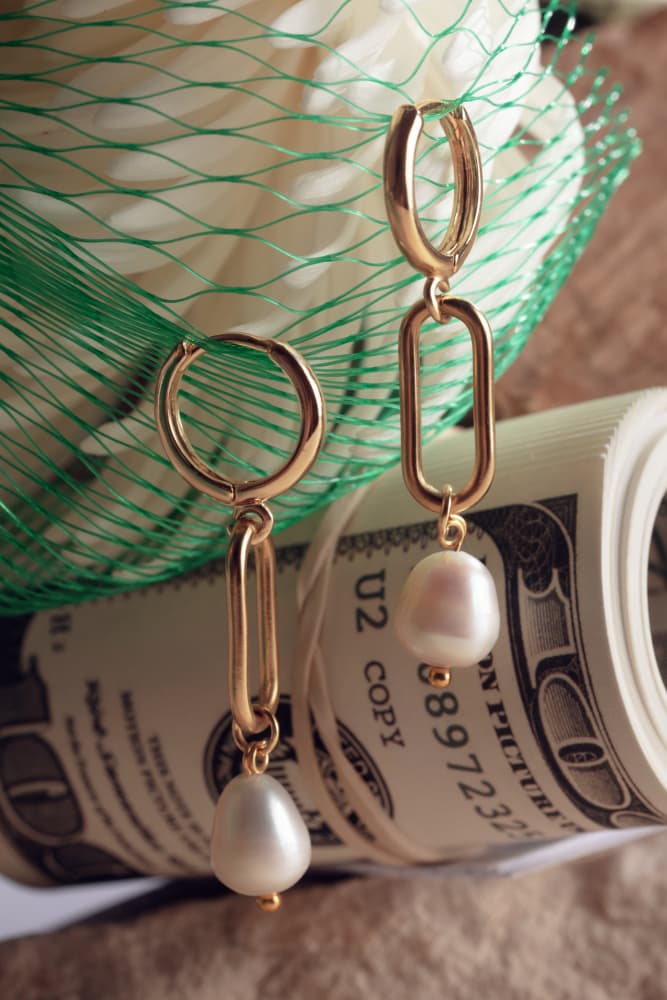 Golden Pearls and Dollars by Julia Ramiro — canvas wall art