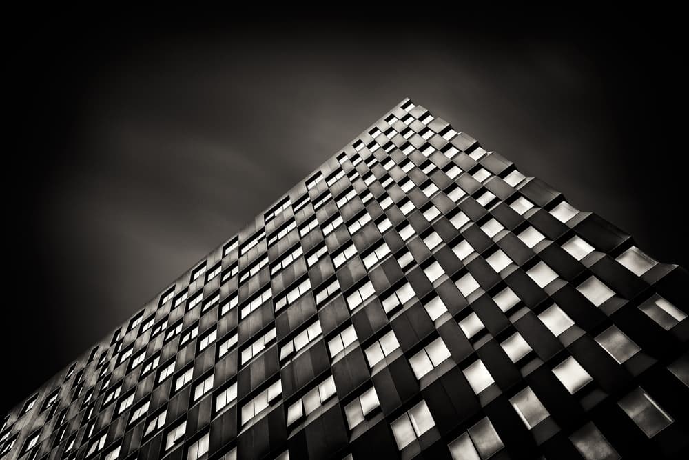 Architectural Grid Contrast by Ming Wang — canvas wall art