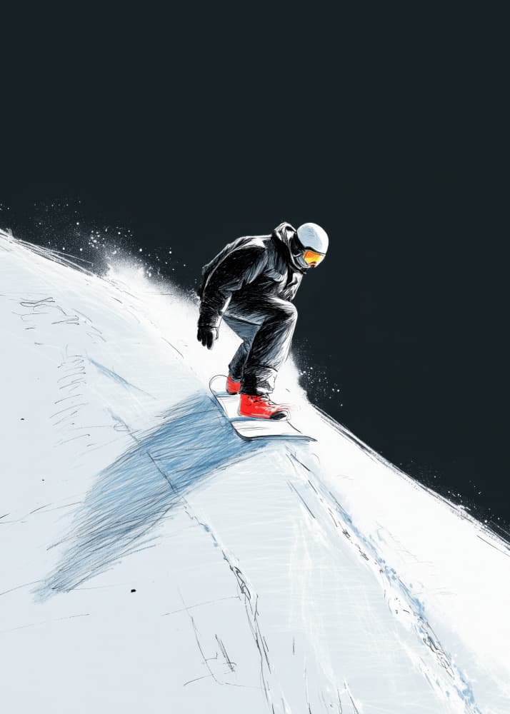 Snowboarder Carving Snow by Justyna Jaszke — canvas wall art