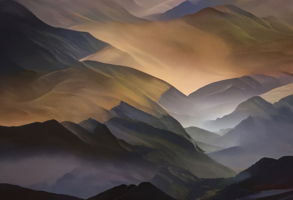 Misty Mountain Layers by Robin Wechsler — canvas wall art