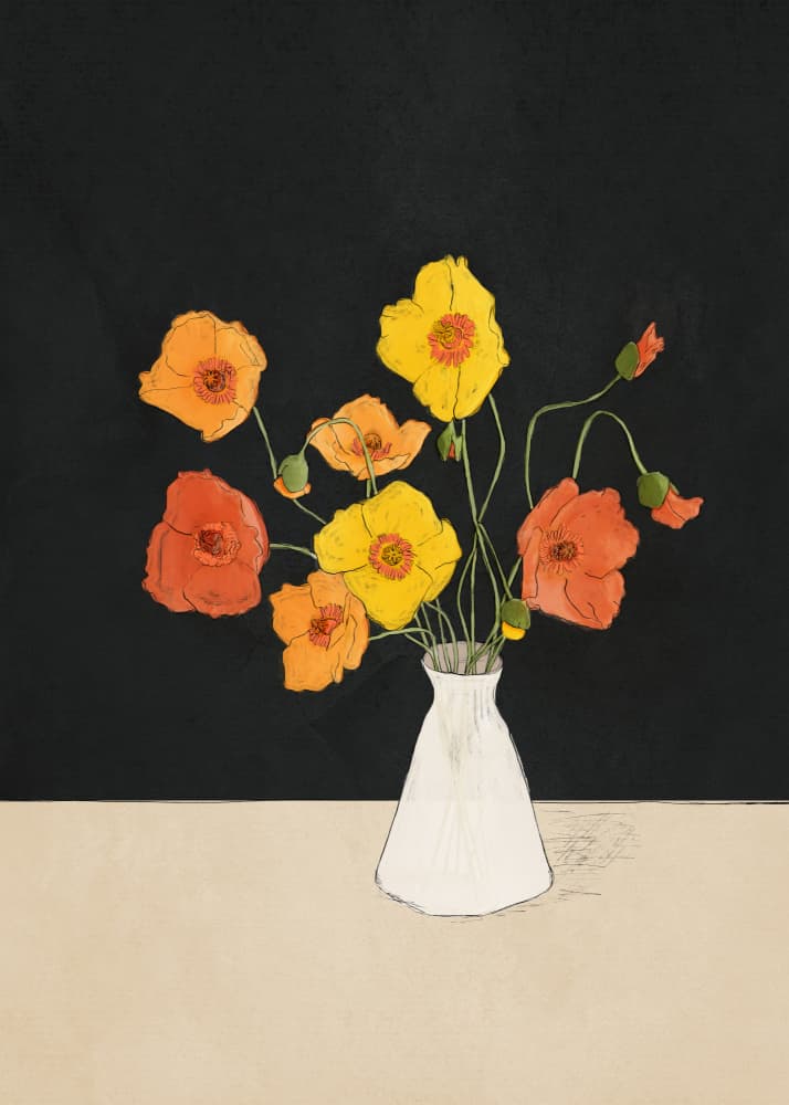 Golden Orange Poppies by Nadjaa — canvas wall art