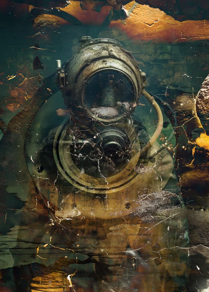 Vintage Deep Sea Diver by Rafal Kulik — canvas wall art