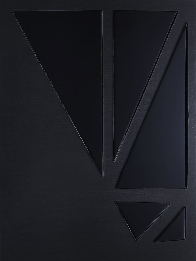 Dark Geometric Triangles by Alyson Storms — canvas wall art