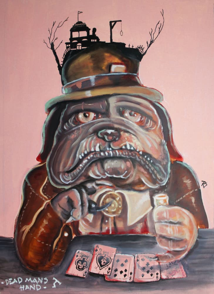 Wild West Poker Bulldog by Robert Sigaard — canvas wall art