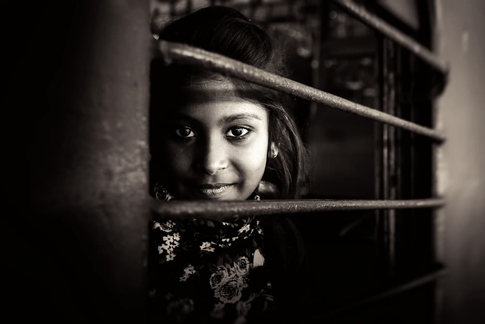 Young Girl Peeking by Gloria Staffa — canvas wall art
