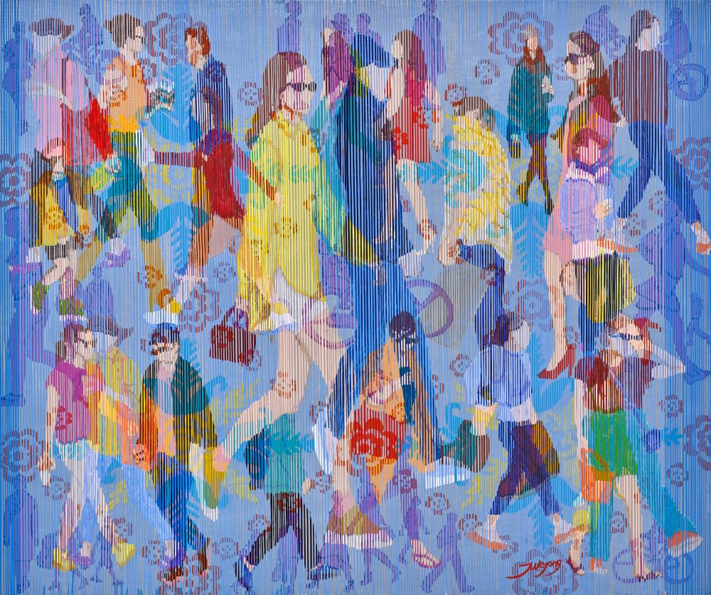 Vibrant Urban Crowd by Jukyong Park — canvas wall art