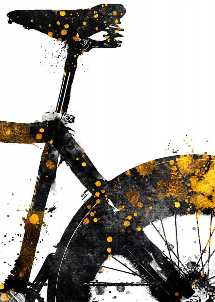 Golden Splatter Bicycle by Justyna Jaszke — canvas wall art