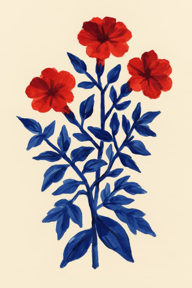 Classic Red Blue Flowers by Frida Floral Studio — canvas wall art