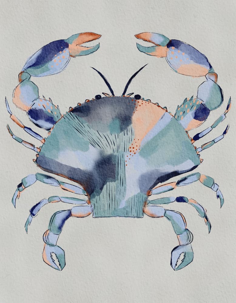 Coastal Blue Crab Painting by Nikita Jariwala — canvas wall art