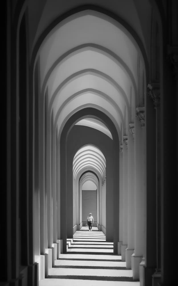 Solitary Arched Hallway by Andy Dauer — canvas wall art