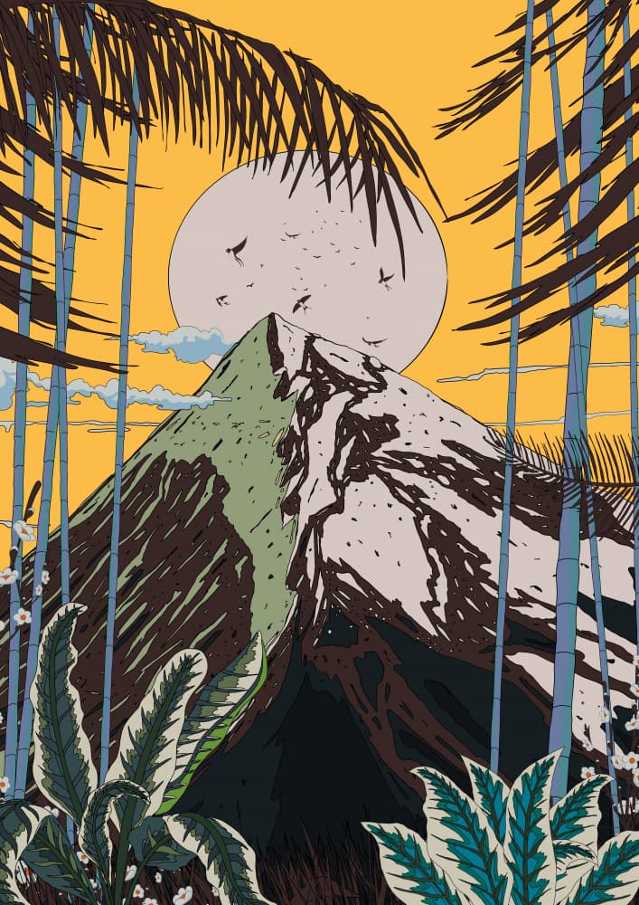 Tropical Mountain Moon by Nicholas — canvas wall art