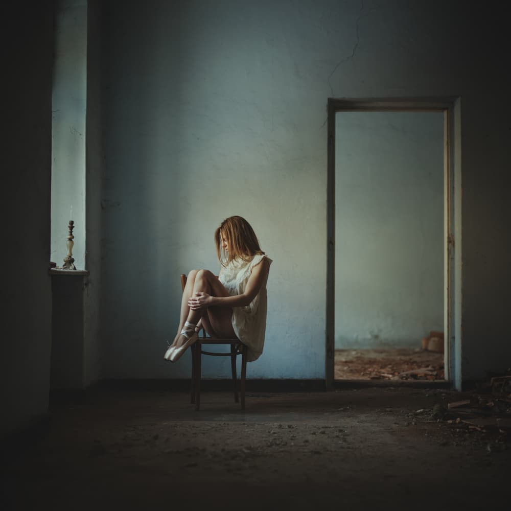 Pensive Ballerina Empty Room by Raluca Arhire — canvas wall art