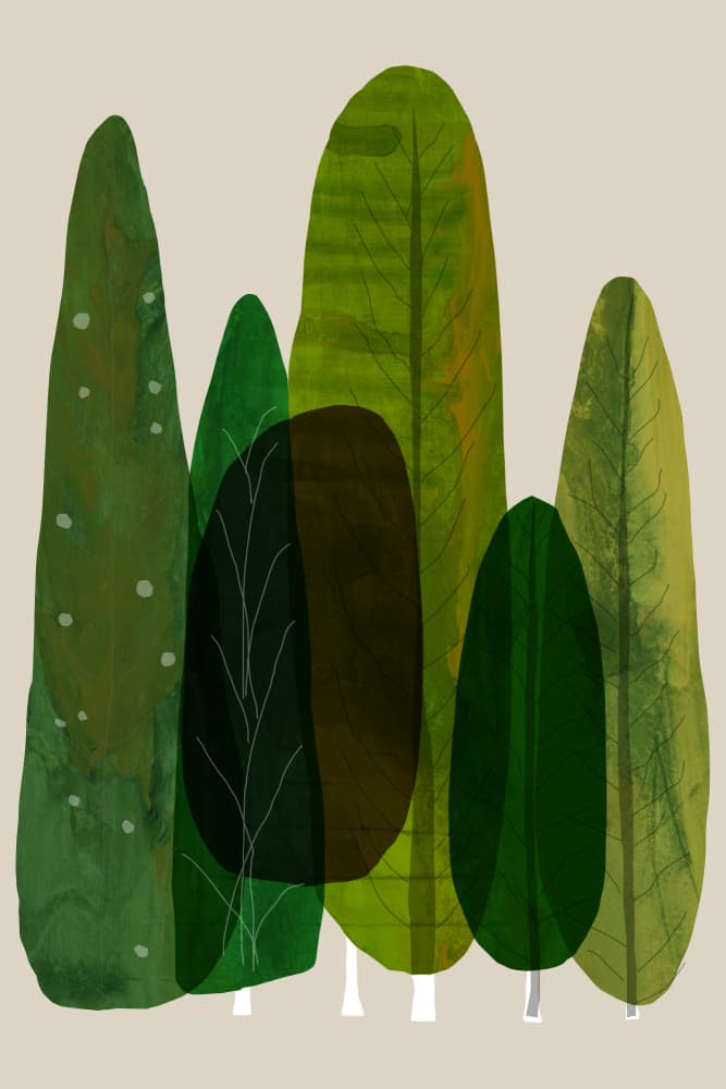 Modern Green Trees by casa cartissi — canvas wall art