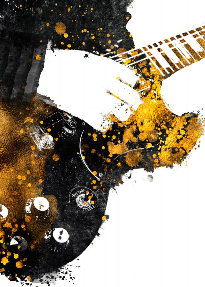 Golden Guitar Energy by Justyna Jaszke — canvas wall art
